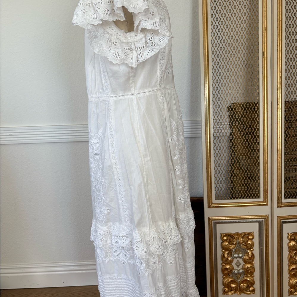 🤍 J.Crew White Eyelet Embroidered Midi Dress – Size 6 - Picture 5 of 9